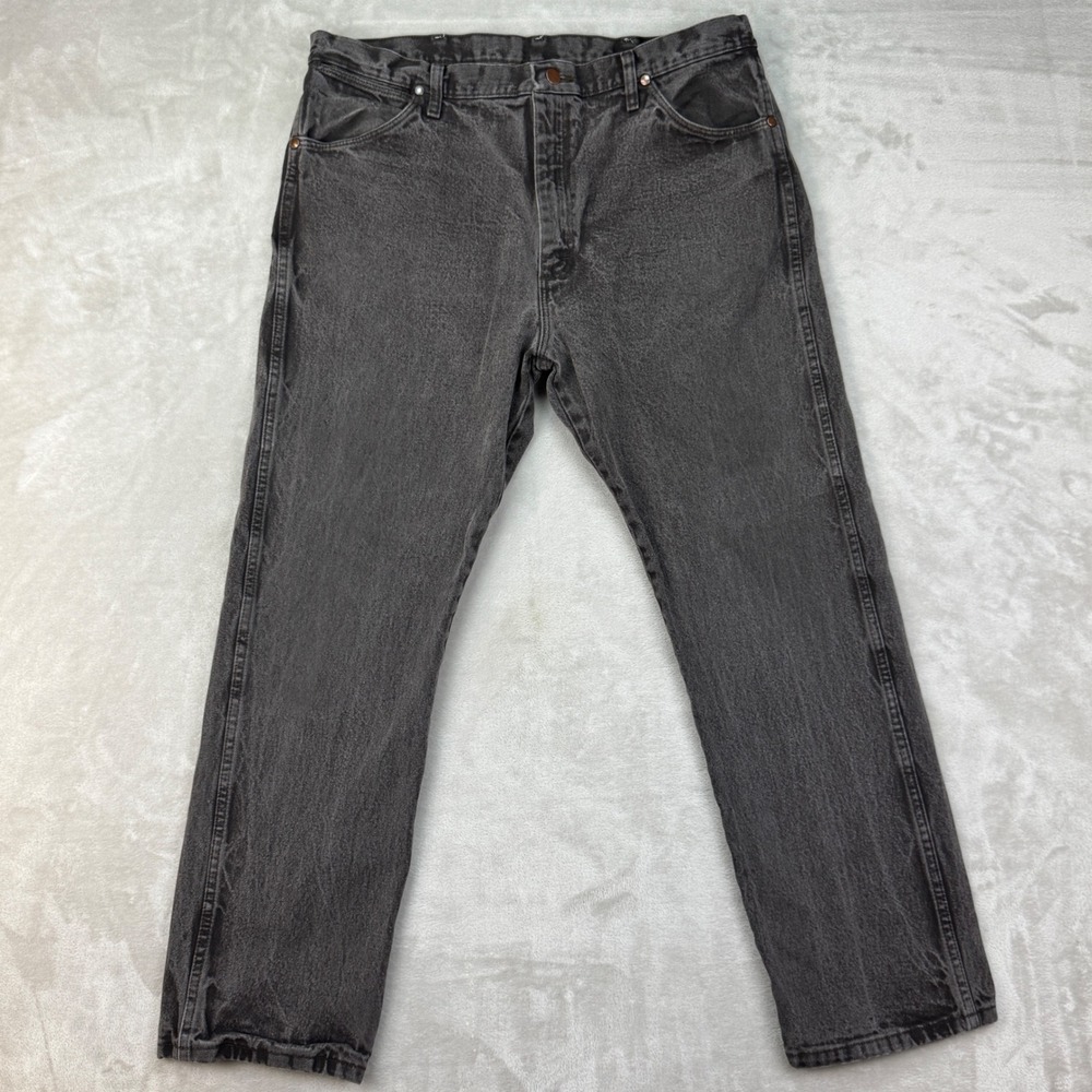 Vintage Wrangler 13MWZKL Jeans Mens 38x30 Black Cowboy Cut Western Faded